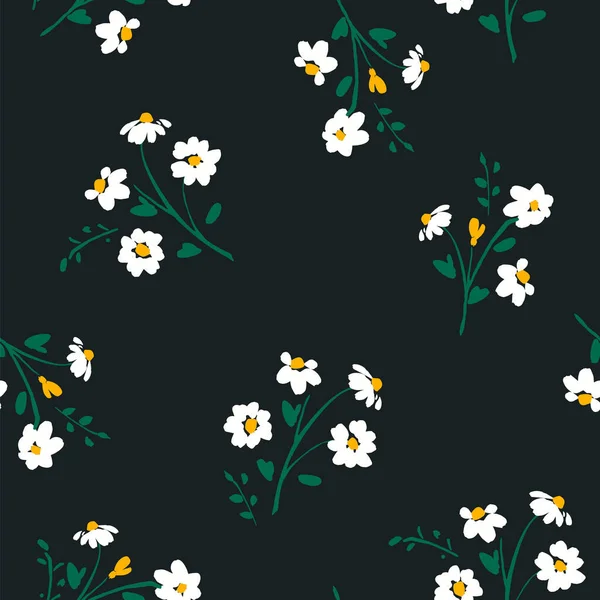 Patrón floral sin costura abstracto con manzanilla. Texturas dibujadas a mano de moda . — Vector de stock