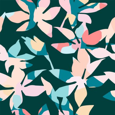 Soyut çiçekleri olan sanatsal kusursuz desen. Modern tasarım