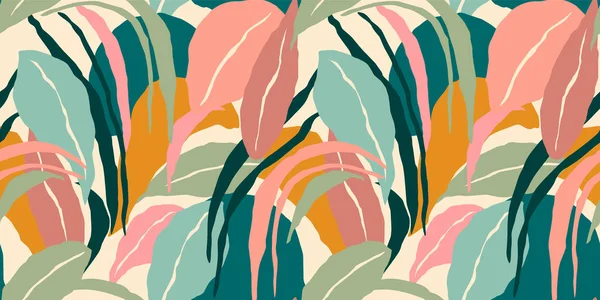 Künstlerisches nahtloses Muster mit abstrakten Blättern. Modernes Design — Stockvektor