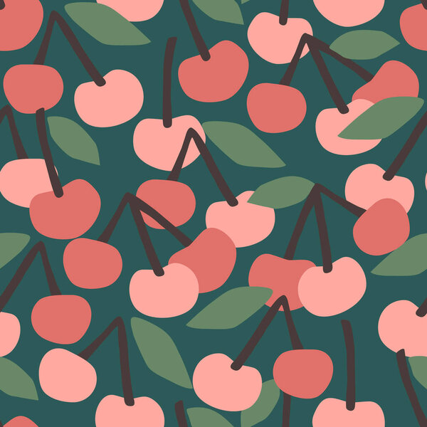 Векторный бесшовный рисунок с вишней. Модные текстуры ручной работы
.