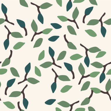 Soyut yaprakları olan sanatsal kusursuz desen. Modern tasarım