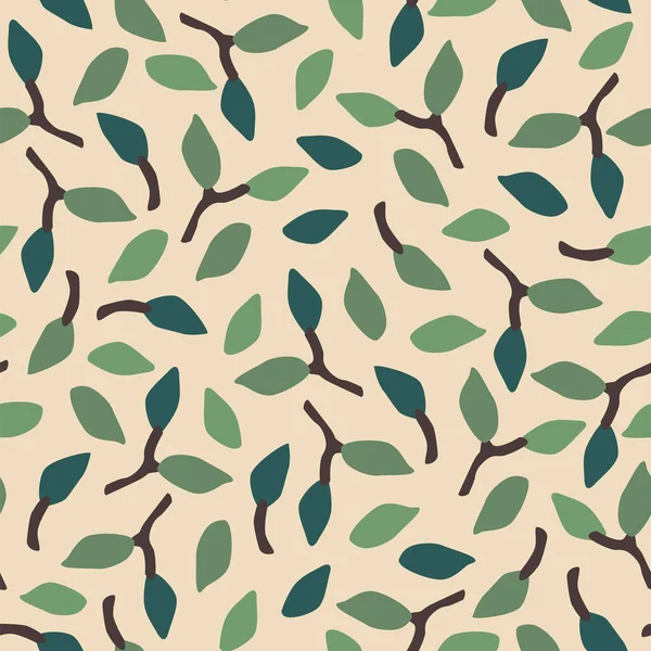 Artistic seamless pattern with abstract leaves. Modern design — Stock Vector