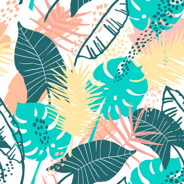Tropikal bitkilerle kusursuz egzotik desen.