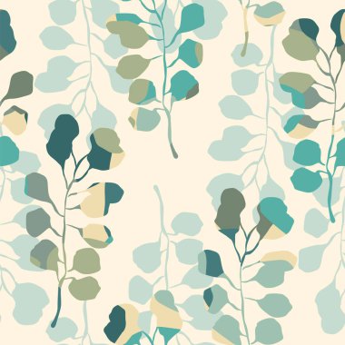 Soyut yaprakları olan sanatsal kusursuz desen. Kağıt, kapak, kumaş, iç dekorasyon için modern tasarım