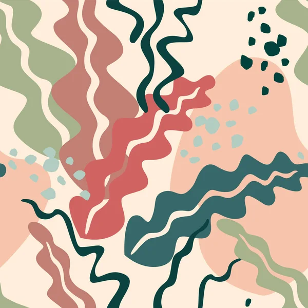 Художественный бесшовный рисунок с абстрактными листьями. Современный дизайн для бумаги, обложки, ткани, интерьера — стоковый вектор