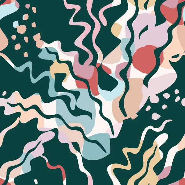 Künstlerisches nahtloses Muster mit abstrakten Blättern. Modernes Design für Papier, Einband, Stoff, Inneneinrichtung — Stockvektor
