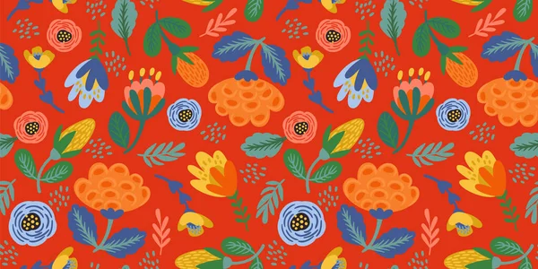Patrón floral sin costura popular. Diseño abstracto moderno para papel, cubierta, tela, ritmo y otros. — Archivo Imágenes Vectoriales