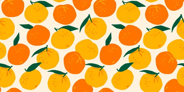 Vector seamless pattern with mandarins. Modern abstract design for paper, cover, fabric, interior decor and other users. — Stock Vector