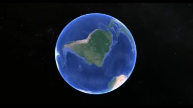 3 boyutlu yıldızlara karşı uzayda dönen gezegen.