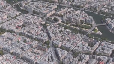 Mimari bir kuşbakışı 3D Paris'ten merkezi Notre-Dame de Paris çevresinde çekim