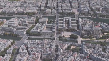 Mimari bir kuşbakışı 3D Paris'ten merkezi Notre-Dame de Paris çevresinde çekim