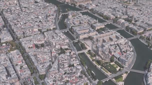 Shooting Architecture Vicinity Notre Dame Paris Center Paris Bird Eye — Stock Video