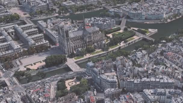 Mimari Bir Kuşbakışı Paris Ten Merkezi Notre Dame Paris Çevresinde — Stok video