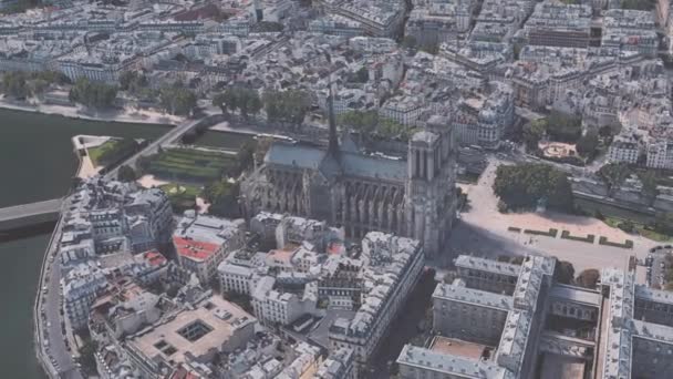 Γυρίσματα Αρχιτεκτονική Πλησίον Notre Dame Paris Στο Κέντρο Του Παρισιού — Αρχείο Βίντεο