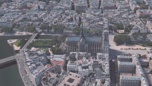 Γυρίσματα Αρχιτεκτονική Πλησίον Notre Dame Paris Στο Κέντρο Του Παρισιού — Αρχείο Βίντεο