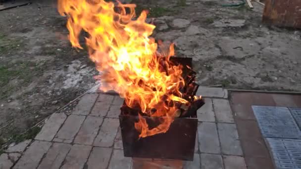 Large Hot Flame Grill Slow Motion — Stock Video