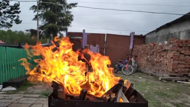 Grote Hete Vlam Grill Slow Motion — Stockvideo