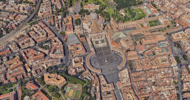 Vatikan 'daki St. Peters Bazilikası, kuşlar göz görünümünden