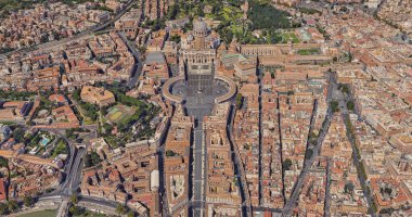 Vatikan 'daki St. Peters Bazilikası, kuşlar göz görünümünden