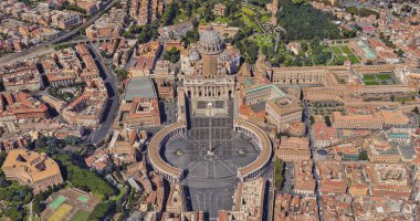 Vatikan 'daki St. Peters Bazilikası, kuşlar göz görünümünden