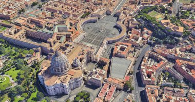 Uçuş yüksekliğinden Vatikan St Peters Kilisesi mahalle