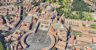 Uçuş yüksekliğinden Vatikan St Peters Kilisesi mahalle