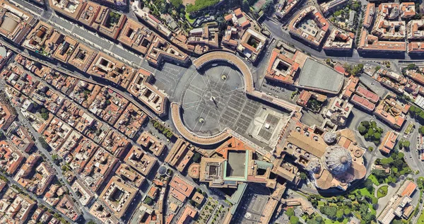 Sousedství církve svatého Petera ve Vatikánu z výšky letu — Stock fotografie