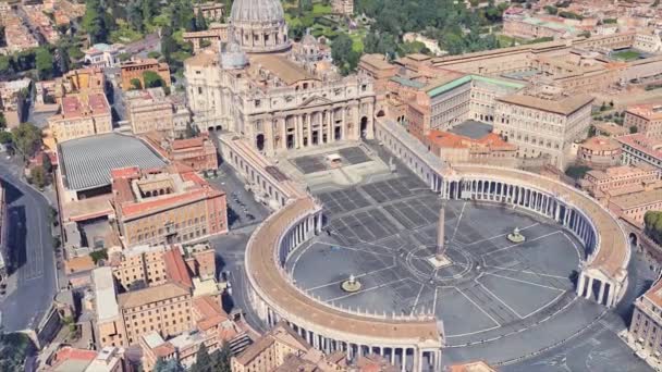 3d uçuş yüksekliğinden Vatikan'da St Peters Kilisesi Mahallesi — Stok video