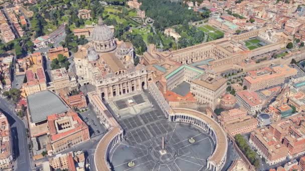 3d uçuş yüksekliğinden Vatikan'da St Peters Kilisesi Mahallesi — Stok video