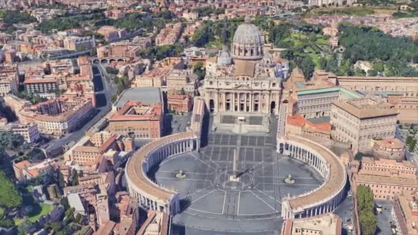 Sąsiedztwo kościoła św Peters w Watykanie z wysokości lotu w 3D — Wideo stockowe