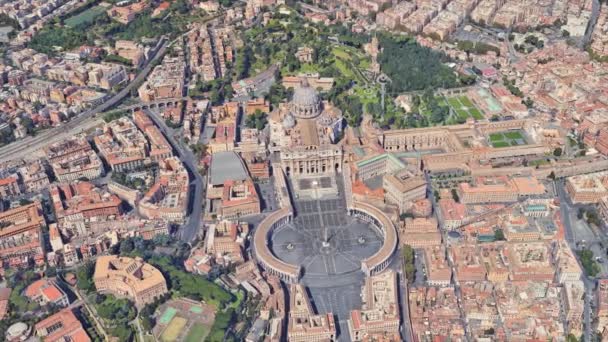 3d uçuş yüksekliğinden Vatikan'da St Peters Kilisesi Mahallesi — Stok video