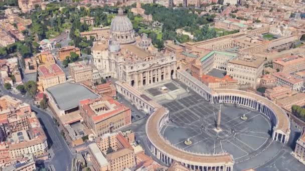 Barrio de la Iglesia de San Pedro en el Vaticano desde una altura de vuelo en 3D — Vídeos de Stock