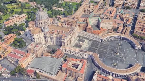 Соседство церкви Св. Петра в Ватикане с высоты полета в 3D — стоковое видео