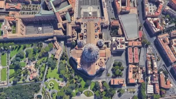 Barrio de la Iglesia de San Pedro en el Vaticano desde una altura de vuelo en 3D — Vídeos de Stock