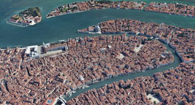 Venice Italy from the altitude of the quadrocopter, Grand canal, 2019 in 3D clipart