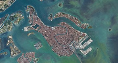 Quadrocopter, Grand Canal, 2019 3D olarak yükseklikten Venedik Italya
