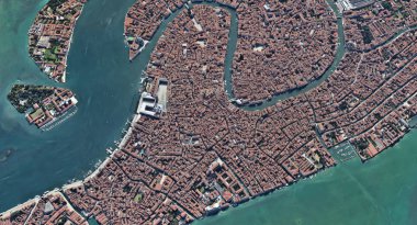 Quadrocopter, Grand Canal, 2019 3D olarak yükseklikten Venedik Italya