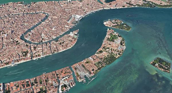 Venecia Italia desde la altitud del quadrocopter, Gran Canal, 2019 en 3D — Foto de Stock