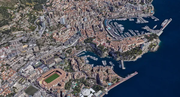 Miasto Monako w południe od wysokości 3 d — Zdjęcie stockowe