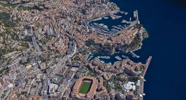 Ciudad de Mónaco al mediodía desde una altura de 3 d — Foto de Stock