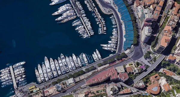 最昂贵的城市摩纳哥蒙特卡洛中午从3D的高度 — 图库照片