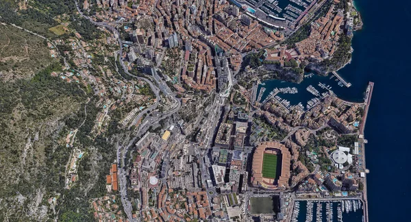 Den Dyraste Staden Monaco Monte Carlo Vid Middagstid Från Höjd — Stockfoto