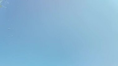 Mavi arka planda bir su sıçramasının yavaş hareketi