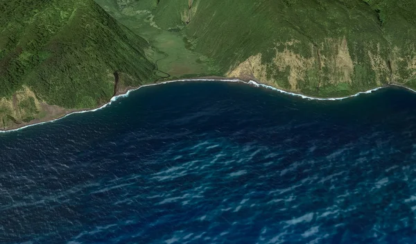 从鸟瞰图看迈阿密乌萨岛海岸的浮雕 — 图库照片