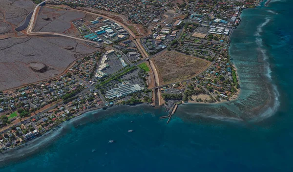 Kust van Lahaina Hawaii USA, bird's Eye View in 3D — Stockfoto