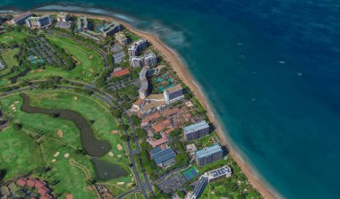 Lahaina Hawaii Abd sahili, 3d kuş bakışı görünümü