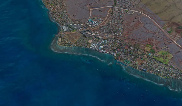 Costa de Lahaina Hawaii USA, vista de pájaro en 3D — Foto de Stock