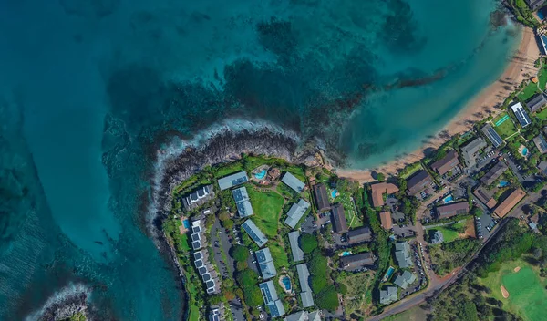 Coast of Lahaina Hawaii USA, bird's eye view in 3D — Stock Photo, Image