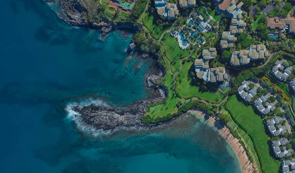 Lahaina Hawaii Abd sahili, 3d kuş bakışı görünümü