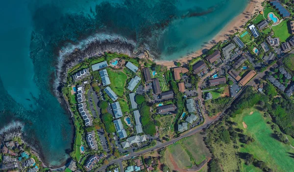 Costa de Lahaina Hawaii USA, vista de pájaro en 3D — Foto de Stock